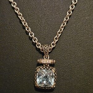 Andrea Candela SS & 18K Blue Topaz and Diamond 18" Necklace ALHAMBRA COLLECTION